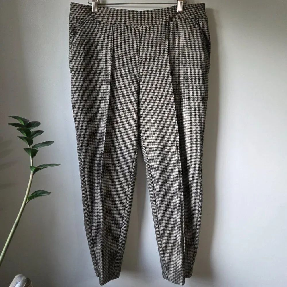 EUC NINE WEST HOUNDSTOOTH CURVY RELAXED CROP PANTS SIZE LARGE